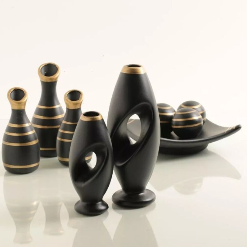 Jogo de Cerâmica Completo Para Decoração Casa Sala rack Centro de Mesa 9 Peças