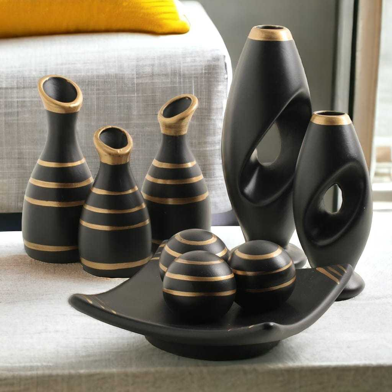 Jogo de Cerâmica Completo Para Decoração Casa Sala rack Centro de Mesa 9 Peças