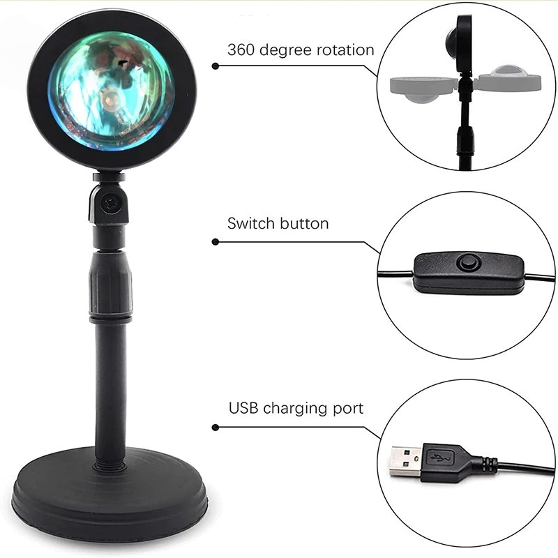 Luminária Pôr do Sol LED 16 Cores HOMING com Controle Remoto e USB