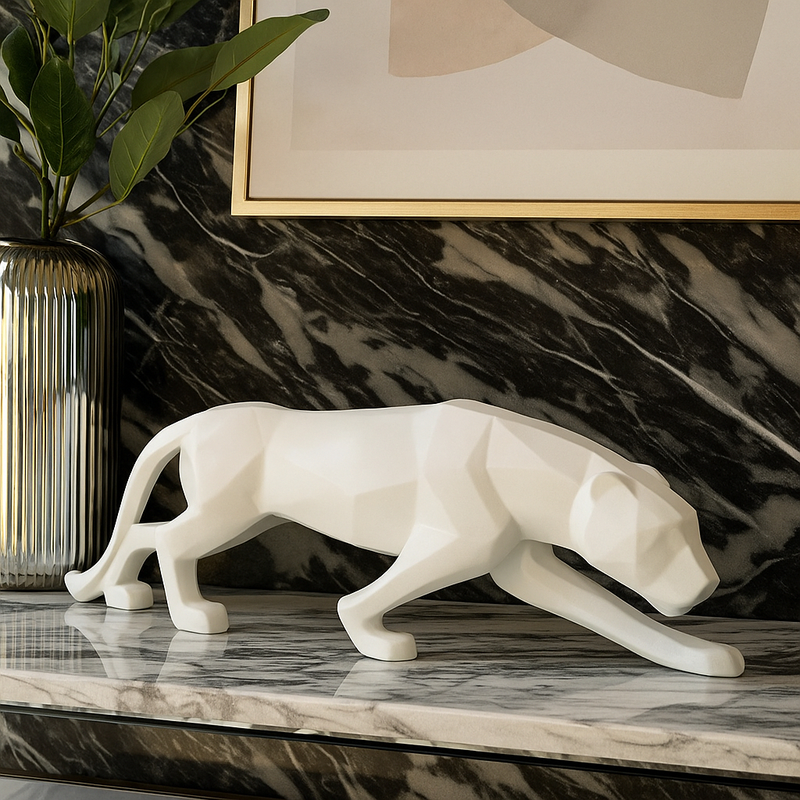 Escultura Pantera Negra Decorativa | Estátua Moderna para Sala, Mesa e Estante