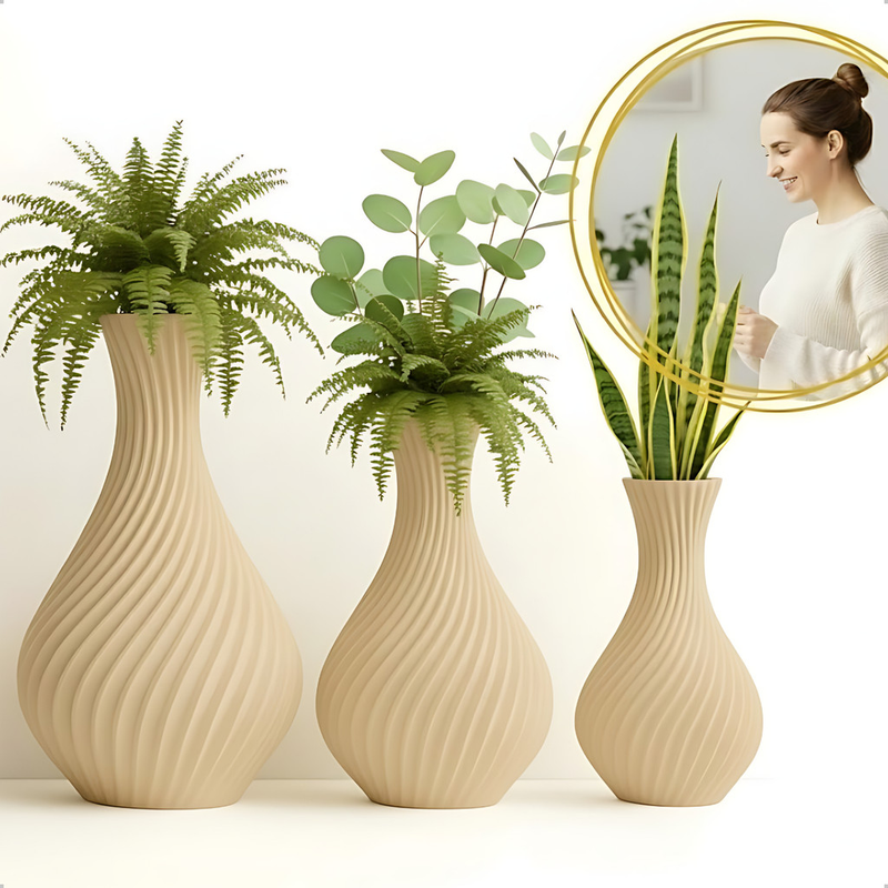 Kit 3 Vasos Espiral – Moderna, Elegante e Estilo Escandinavo Clean