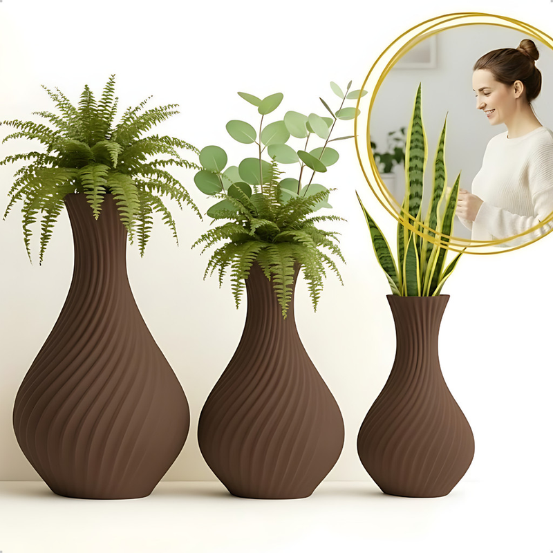 Kit 3 Vasos Espiral – Moderna, Elegante e Estilo Escandinavo Clean