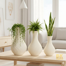 Kit 3 Vasos Espiral Moderna Elegante Luxo Decoração Interna Trio Decorativo Estilo Escandinavo Clean
