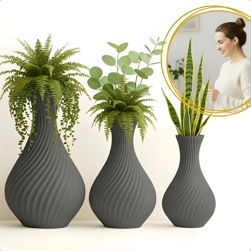 Kit 3 Vasos Espiral – Moderna, Elegante e Estilo Escandinavo Clean