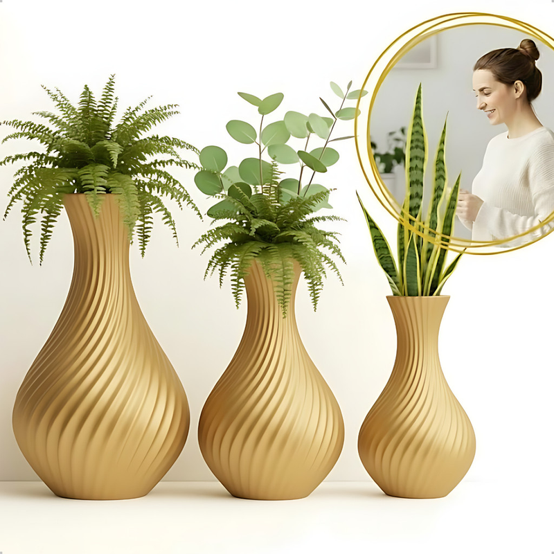 Kit 3 Vasos Espiral – Moderna, Elegante e Estilo Escandinavo Clean