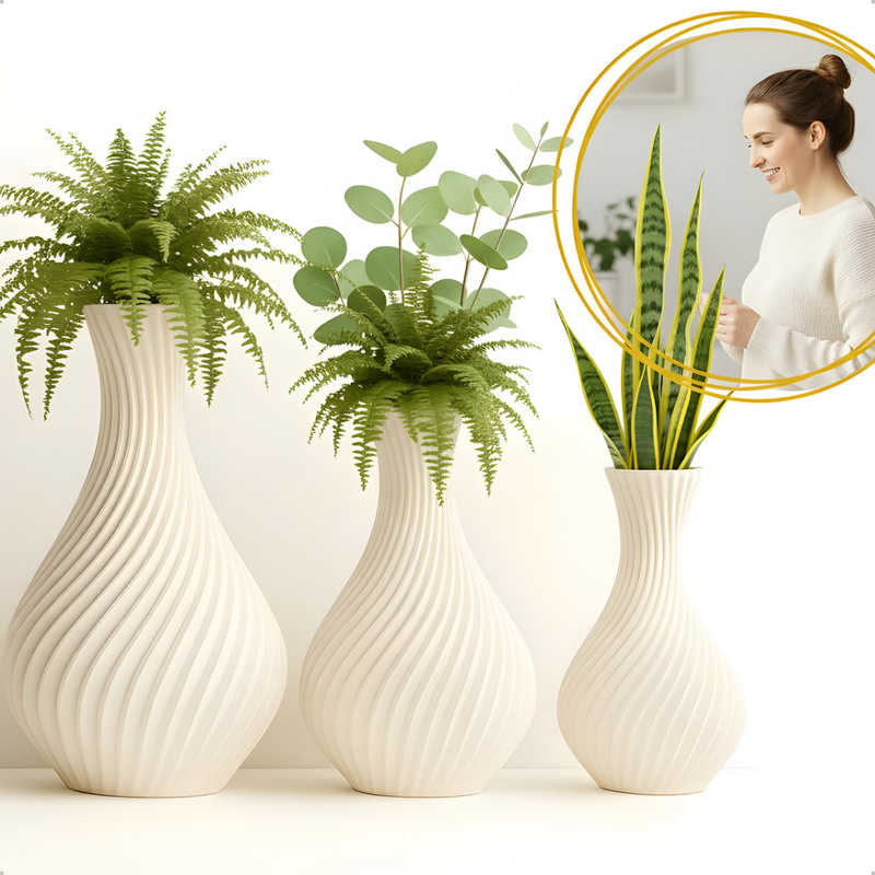 Kit 3 Vasos Espiral – Moderna, Elegante e Estilo Escandinavo Clean