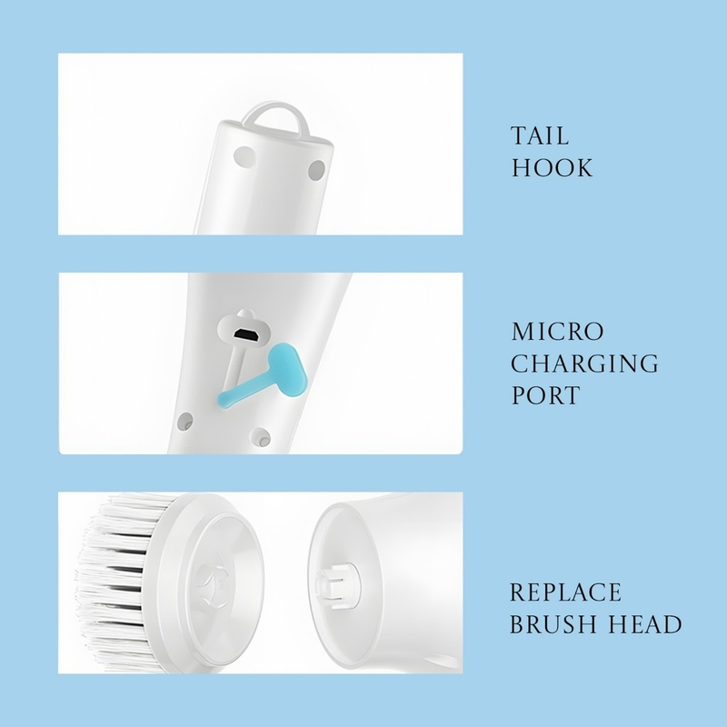 Escova De Limpeza Ajustável Janela Banheiro e Cozinha Ferramenta 5 em 1 Recarregável